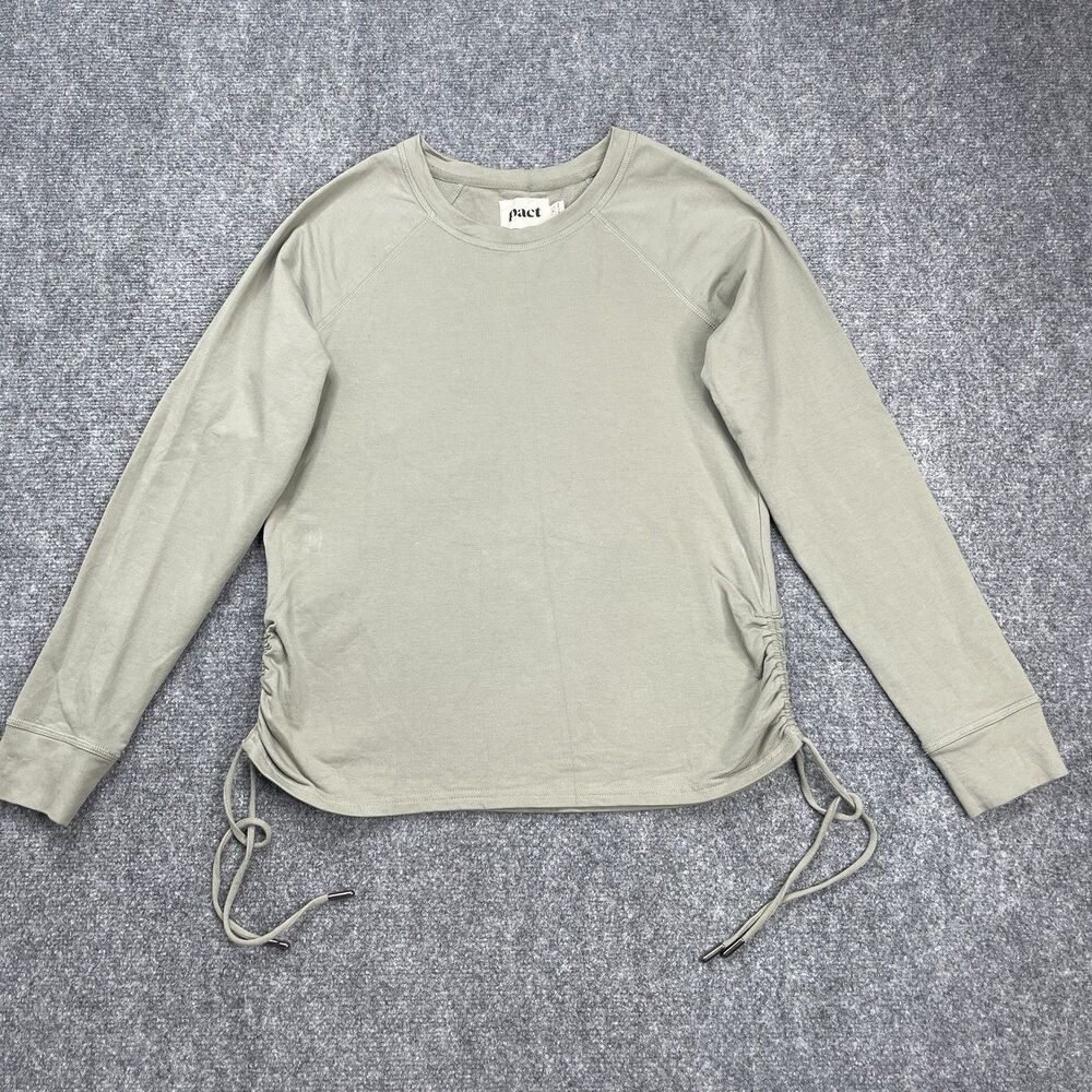 PACT Sweatshirt Womens Medium Cinched Sides Pullover Organic Cotton Sage Green